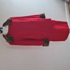Valentine Red Animal Print Blazer skirt Set Removable cuffs size 14